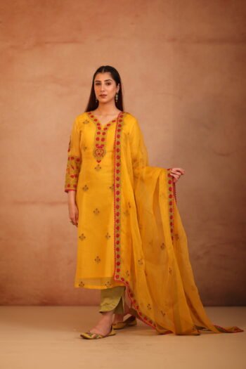 Mustard Organza Suit