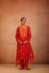 Red Organza Suit with Zari work